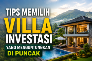 Villa investasi modern di kawasan Puncak Bogor dengan view pegunungan dan suasana alam asri